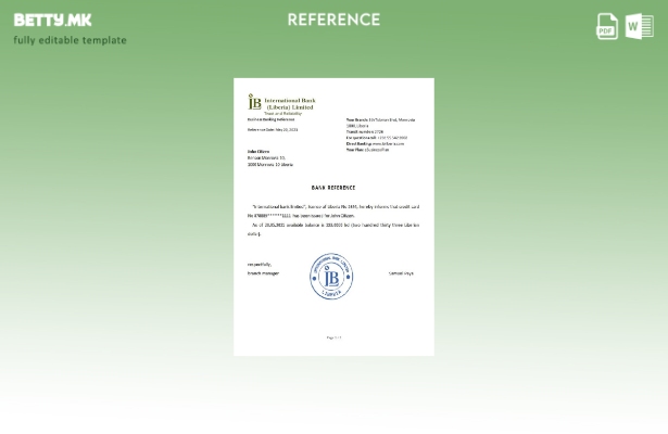 Референтен шаблон за модерен стил на Liberia IB International Bank